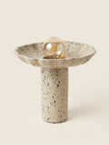 Lampe à poser en céramique artisanale – Grès moucheté, forme fleur – H24 cm